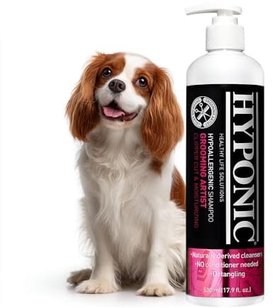 HYPONIC Fellpflegeshampoo für Künstler (Clipper Cut & Moisturizing, 530 ml) | Hypoallergenes Haustier-Shampoo für Hunde, feuchtigkeitsspendend, hilft Juckreiz zu verhindern, gut für Clipper Cut Fell