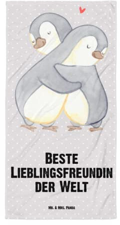 Mr. & Mrs. Panda XL Badehandtuch Lieblingsfreundin - Geschenk, Handtuch Für Große Personen, Lieblings Mensch, Partnerin, Bae, XL Handtuch Bunt,