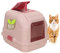 Extrahaltbar hygienisches Katzenklo Katzentoilette 50x40x40 cm | Ungiftiges Rohmaterial | Streuschaufel und Aktivkohlefilter | der Umwelt zuliebe | Rosa komplett
