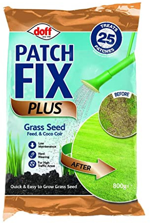 Fast Growing Lawn Grass Seed Rapid Quick Growth New lawns or Patch & Repair Super Patch Grass Seed Gardening Thicken Lawns Burnt Dry Lawns Fresh (800g Patch Fix Plus)