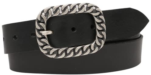 AnnaMatoni Ledergürtel, Made in Germany, echt Leder Gürtel für Damen, 4cm breit, Schließe Nickelfrei (Schwarz 790, TW105-120cm Gesamtlänge)