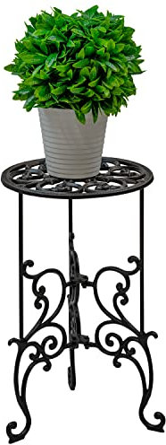 Woodside Heavy Duty Cast Iron Indoor/Outdoor Potted Plant Display Stand, Home & Garden Flower Pot Holder, Vintage Design