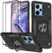 KANSi Funda para Xiaomi Redmi Note 12 Pro Plus/Redmi Note 12 Pro+, Cristal Vidrio Templado [2 Piezas] Capa Anillo iman Soporte Hard PC y Silicona TPU Antigolpes Armor Carcasa - Negro