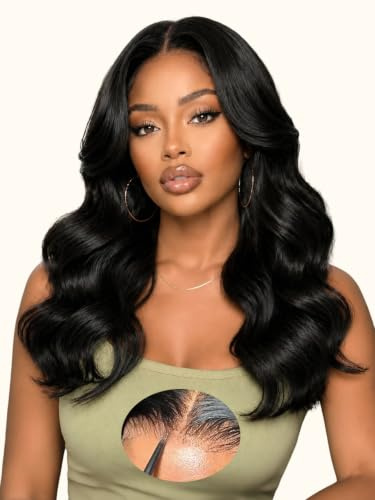 Perruque Cheveux Humain 6x6 Layered Curtain Bangs Sans Colle 16 Pouces | 6X6 HD Lace Frange Rideau, Perruque Femme Naturelle Brésilien, Glueless Wig Human Hair, Lace Wig Human Hair