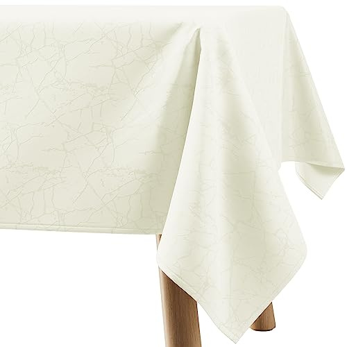 Filumi Tischdecke 140x300 cm Creme Abwaschbar Für Indoor Outdoor Marmormuster Manil