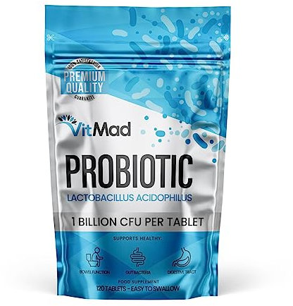 Acidophilus Lactobacillus Probiotic for Digestive & Gut Health, 1 Billion CFU per Tablet - 120 Vegan Tablets