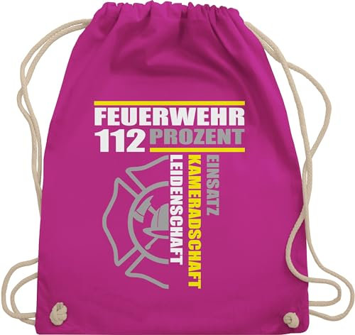 Shirtracer Turnbeutel Rucksack - Taschen - Feuerwehr 112 Prozent Einsatz Kameradschaft Leidenschaft I Freiwillige Feuerwehr Geschenk - Unisize - Fuchsia - feuerwehrgeschenke beutel feuerwehrfrau