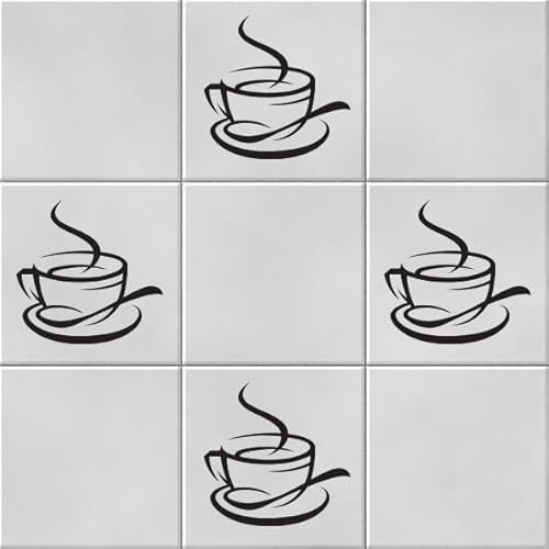 Generic Coffee Cup Tea Mug Vinyl Wall Tile Transfers Decal Stickers Kitchen Home Decor New Designs Pack of 12 in Black