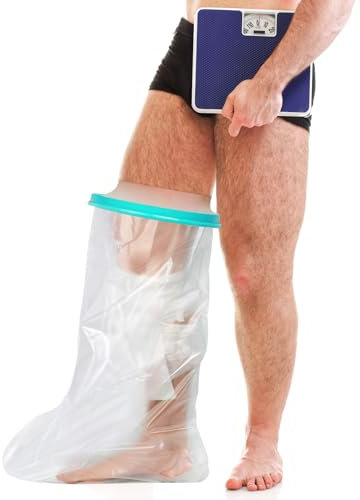 Copertura in gesso per polpaccio per adulti, copertura impermeabile in gesso con anello di tenuta, protezione riutilizzabile per doccia, per ginocchio, polpaccio, piede, infortuni, doccia per adulti