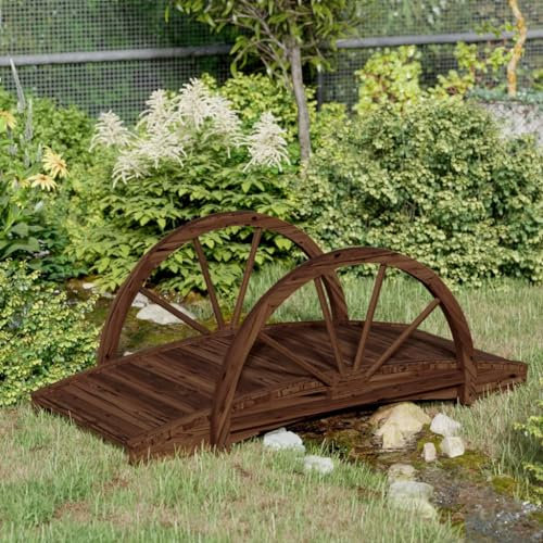 Gartenbrücke mit Halbrad 99x50x38cm Massivholz Tanne