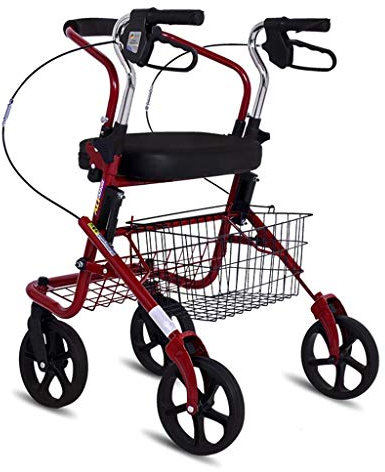 Faltbarer Rollator Rollator Leichter Klappwagen mit Sitz 4 Rollen Einkaufskorb Höhenverstellbar Gehgestell mit Rollen Mobilitätshilfen Trolley Gehgestell