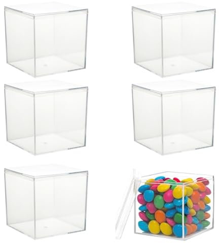 6 Pezzi Contenitore Quadrato in Acrilico, Scatola acrilica con coperchio, Adatto per piccoli gioielli, snack, dolci, ecc