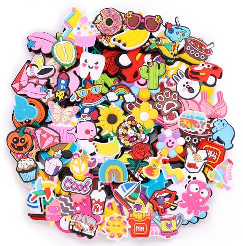 TOPWAYS Shoe Charms for Croc,Cartoon PVC Shoe Charms Decoration for Kids Teens Boys Girls Men Women Party Birthday Christmas Gifts Clog Decoration Cartoon Accessories(50PCS)