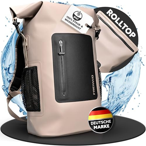 FREIWIND wasserdichter Rucksack tauchfähig - 100% sicher, 30-35l Volumen inkl. 17 Laptopfach und Rolltop, Rucksack wasserdicht aus hochwertigem 600D TPU mit Frontfach und ergonomischen Trägern