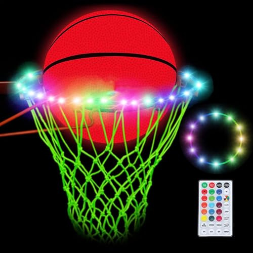 Moxeupon Basketball-Licht, LED, leuchtende Basketballfelge, 16 wechselnde Farben, wasserfest, 4 Leuchtmodi, Licht mit Timer, für