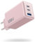 Cargador USB C 130W, PD QC GAN III Cargador USB de Pared con 3 Puertos, Enchufe USB C Carga Rápido 65W Compatible con MacBook Pro/Air, DELL XPS, iPhone 16/15/14, iPad Pro, Galaxy S23, Switch etc-Rosa