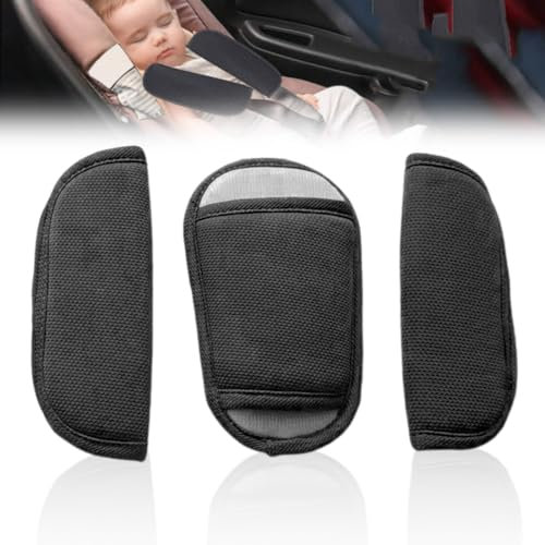 3 Pads Set Gurtschutz Auto Sicherheitsgurt Schulterpolster, Gurtpolster Kinder, Kinderwagen, Buggy & Autositz Schwarz Universal Gurtschoner & Gurtpolster Gurtbezüge für Babyschale