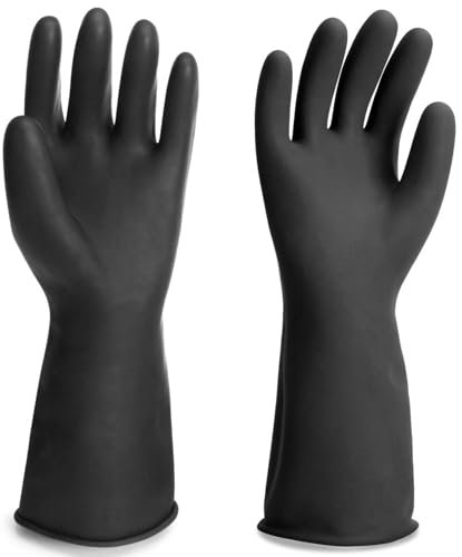 1 pair Heavy duty rubber gloves, marigold gloves large, marigold gloves, Cleaning Drain PPE Safety Gloves Waterproof Work Gloves, Chemical Resistant Gloves, Resist Strong Acid, Alkali, Non-Slip