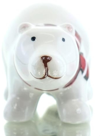 Kaemingk Weihnachtsdeko Eisbär S mit Schal Weiß & Rot 6 cm - Dolomit
