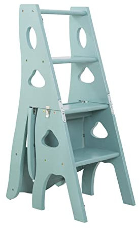 Escabeau pliable multifonction en bois 4 marches Vert clair