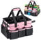 M.J COMFY-LIFE Cleaning Caddy Organizer with Handle, Large Multi-Compartment Cleaning Tote Bag with Removable Dividers, Adjustable Shoulder Strap & Waist Belt for Cleaning Supplies (PINK)