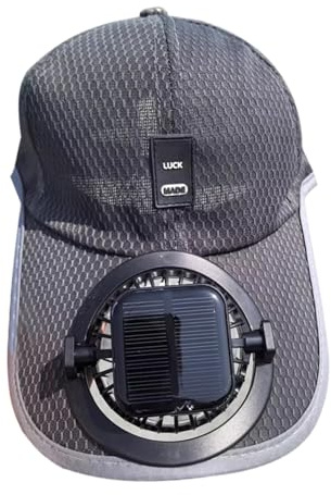 Breathable Baseball Cap with Solar Fan, Sun Protection Baseballs Fan Hat for Men Women, UV Protection Hat USB Rechargeable Fans Baseball Caps for Outdoor Activities Black