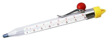 HOMOBABE 1 Stück Zuckersirup Thermometer aus Glas und Edelstahl | Frittieren und Bonbonherstellung, Hitzebeständiges Design, mit Clip zur Befestigung Am Gefäß Zufällige Farbe