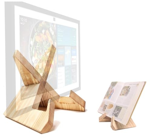 Alloery Tablet Computer Stand Compatible with Echo Show 15,Echo Show 21 and Suitable for Cookbook,Stand Holder Display (Light brown)