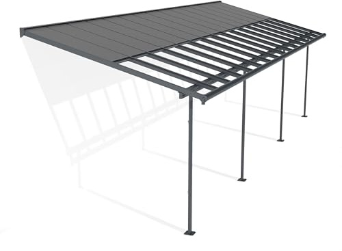Canopia by Palram Sierra Cabrio Terrassenüberdachung 295x924cm – Grauer Aluminiumrahmen, Verstellbares Schiebe-Dachsystem, Doppelstegplatten in Grau Opal, UV-beständig & Wetterfest
