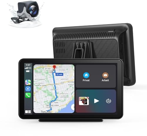 Wireless Carplay Screen for Car 7 Portable Apple Carplay & Android Auto Car Stereo with Backup CameraGPS Navigation/Mirror Link/Voice Control Siri/BT FM, AUX for All Vehicles