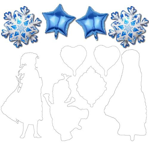 Frozen Prinzessin Geburtstagsdekoration, 10 Stück blaue Geburtstagsballons | Frozen Geburtstagspartydekoration, Schneeflockenballons, Partydekoration für Kindergeburtstag