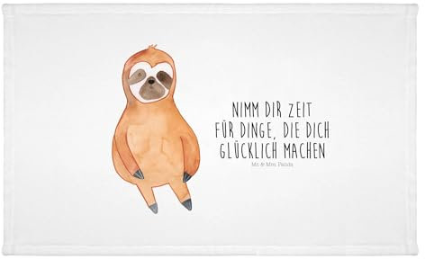 Mr. & Mrs. Panda 50 x 100 Handtuch Faultier Zufrieden - Geschenk, Faultier Geschenk, Badehandtuch, groß, Gelassenheit, Baby, Faultier Deko, Ruhe,