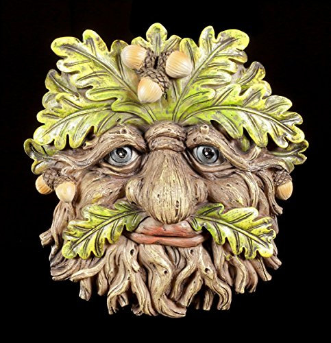 Waldgeist Wandrelief - Eichel Gesicht | Fantasy Baumschmuck Figur Garten
