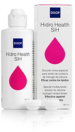 Disop Hidro Health - Kombilösung für Silikon Hydrogel Kontaktlinsen, Wirksam gegen Lipide, Linsenbehälter mit antimikrobiellen Eigenschaften, Enthält HPMC & Poloxamer, Weiss, 360 ml (1er Pack)