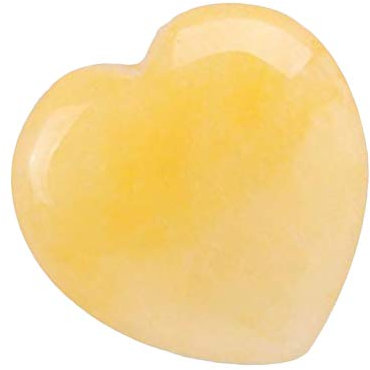 juanxian 1 x natürlicher gelber Jaspis, herzförmiger Handschmeichler, Reiki-Heilkristall, W3635.