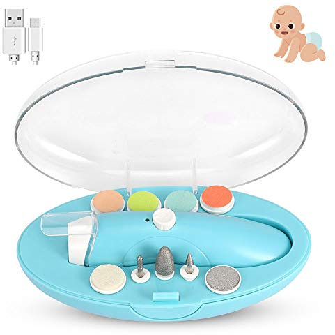 Lime à Ongles Bébé Taille-Ongles Electrique, 9 en 1 Coupe-Ongles Silencieux et pour bébé avec Lumière Rechargeable Lime à Ongles pour Bébé Tondeuses à polir Pédicure pour Garçons/Filles