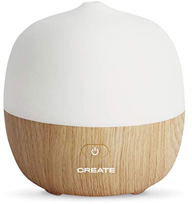 CREATE/Aroma Studio/Difusor de Aromas y humidificador Madera Natural/Emite Vapor Frio con propiedades Humectantes y de Aromaterapia, 7 Colores de Luces LED programables, 120ml, 5W