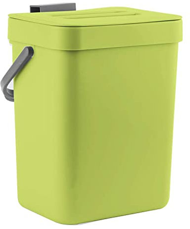 LALASTAR Corbeille à déchets alimentaires pour cuisine, petite poubelle à compost de comptoir avec couvercle, récipient sans odeur, poubelle murale, 3 l, vert