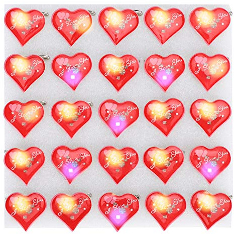 25pcs Herz geformte niedliche LED-Weihnachtsbroschen Pin Abzeichen für DIY Craft Kleidung Dekor Party Gefälligkeiten für Kinder Party Gefälligkeiten