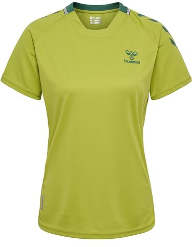 hummel Damen Hmlongrid Poly Jersey S/S Wo T Shirt, Dark Citron/Myrtle, S EU