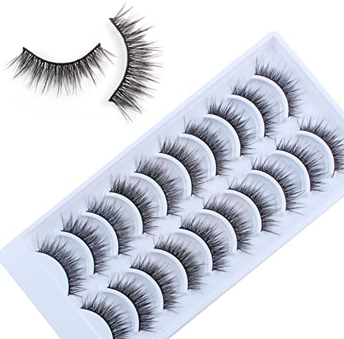 3D Falsche Wimpern, 10 Paar Künstliche Lange Natürlicher Look Schwarz Gekreuzte Fake Lashes Dramatisch Volumen Verlängerung Flauschige Gefälschte Handgefertigte Natürlich Make-up Wimpern Set