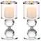 Sziqiqi Kristall Kerzenständer Set, 2 Stück Kerzenhalter Stumpenkerzen Glas, Modern Kerzenhalter Stabkerze Teelichthalter für Hochzeit Esstisch Badezimmer Tischdeko Geburtstag Party Deko, Silber