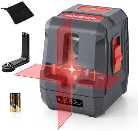ENVENTOR Nivel Láser Rojo de 15M, Nivel Láser Autonivelante de Línea Cruzada, Modos Manual y Autonivelación, IP54, 360° Base Magnético, Bolsa, Ideal para Interior