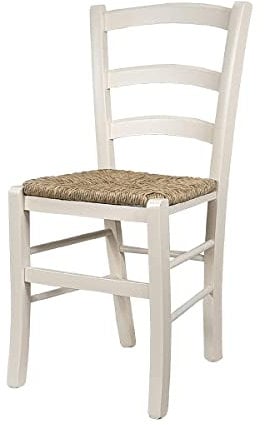 ZStyle Silla Venezia de madera de colores, para restaurante, granja, cocina, casa, paja, verde, azul, amarillo, rojo (marfil)