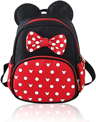 IDAHSOR Cute Backpacks for Little Girls Waterproof Small Backpack Purses Cartoon Mouse Ears Bag Bowknot Toddler Baby Preschool Backpack Kids Travel Daypack Mini Mouse Backpack,10 x 8 x 4 inch