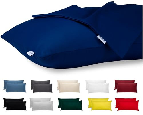 Flowen Federe Cuscini Letto Matrimoniale Cotone 50x80 Set 2 Copricuscini Tessuto Morbido Jersey Anallergico Antiacaro Traspirante con Zip Nascosta Coppia Fodere Lavabili in Lavatrice