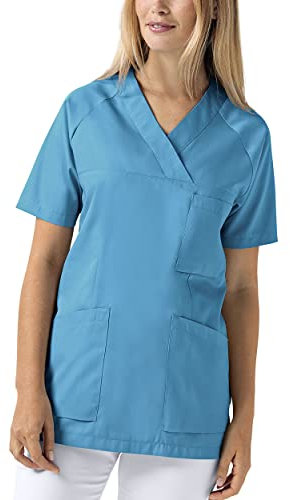 AT YOUR SIDE Schlupfkasack Damen Kasack | Kasacks Damen Pflege | Schlupfkasack für Altenpflege & Krankenpflege | Medizinische Berufskleidung | türkis L