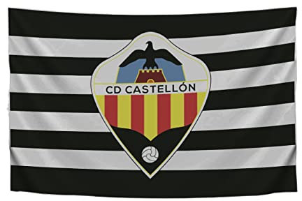 C.D. Castellon Flagge Weiß-schwarz Wappen, Erwachsene, Unisex, 150 x 100 cm