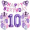 Luftballons 10. Geburtstag Deko Lila - Folienballon, Happy Birthday Dekoration für Mädchen - 10 Jahre Feier Set