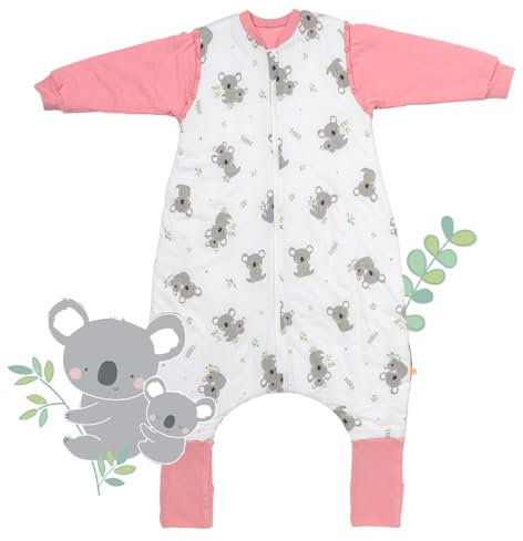 schlummersack Schlafsack mit Füßen Sommer 1 Tog 90 cm dünn Koala | Kinder Schlafsack mit Beinen und verlängerten Bündchen für eine Körpergröße 90-100cm Füßen 1 Tog